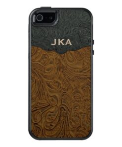 Rustic Brown Tooled Leather Personalized OtterBox iPhone 5/5s/SE Case