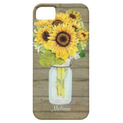 Rustic Country Mason Jar Flowers Sunflower Hanging iPhone SE/5/5s Case