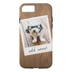 Rustic Wood with Square Photo Frame iPhone 7 Case