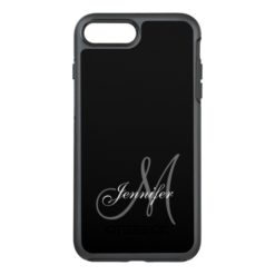 SIMPLE BLACK GREY YOUR MONOGRAM YOUR NAME OtterBox SYMMETRY iPhone 7 PLUS CASE