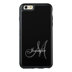 SIMPLE BLACK GREY YOUR MONOGRAM YOUR NAME OtterBox iPhone 6/6S PLUS CASE