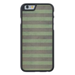 Sage Green and Grey Stripes Pattern Carved Maple iPhone 6 Case