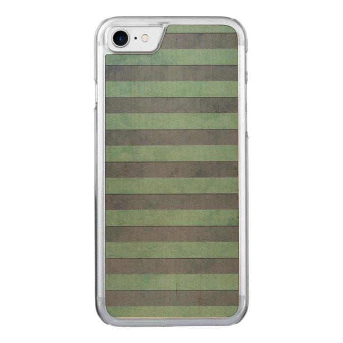 Sage Green and Grey Stripes Pattern Carved iPhone 7 Case