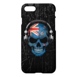 Scratched New Zealand Dj Skull with Headphones iPhone 7 Case