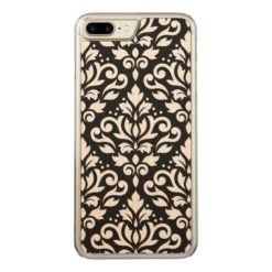 Scroll Damask Large Pattern Black Surround Carved iPhone 7 Plus Case