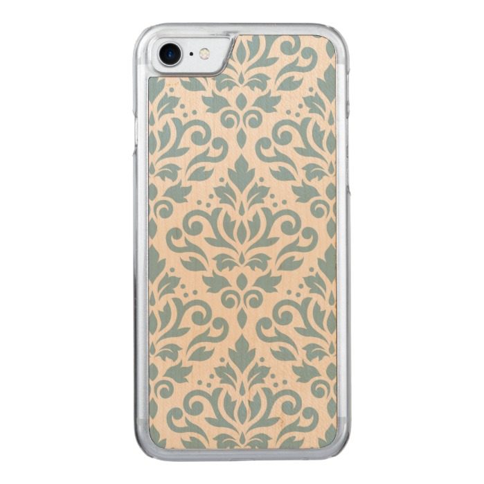 Scroll Damask Large Pattern Blue on Cream Carved iPhone 7 Case