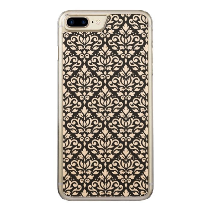 Scroll Damask Pattern on Black Carved iPhone 7 Plus Case