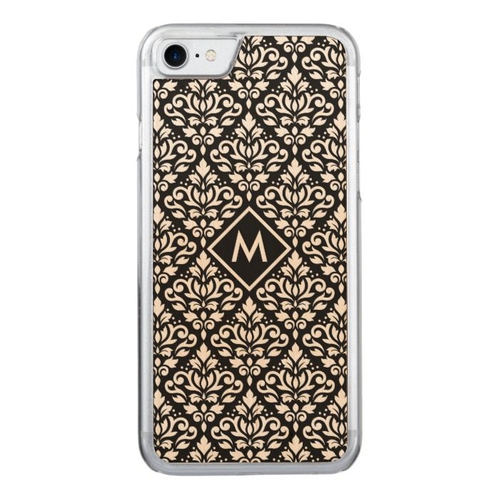 Scroll Damask Pattern on Black (Personalized) Carved iPhone 7 Case