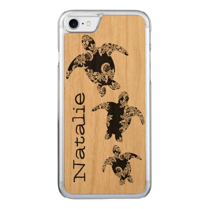 Sea Turtles with Name Carved iPhone 7 Case