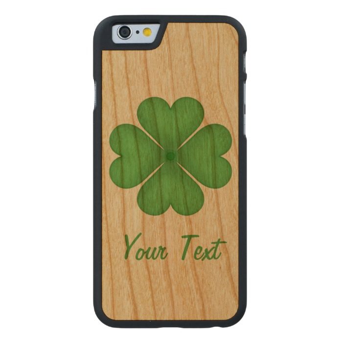 Shamrock Four leaf Clover Hearts Carved Cherry iPhone 6 Case