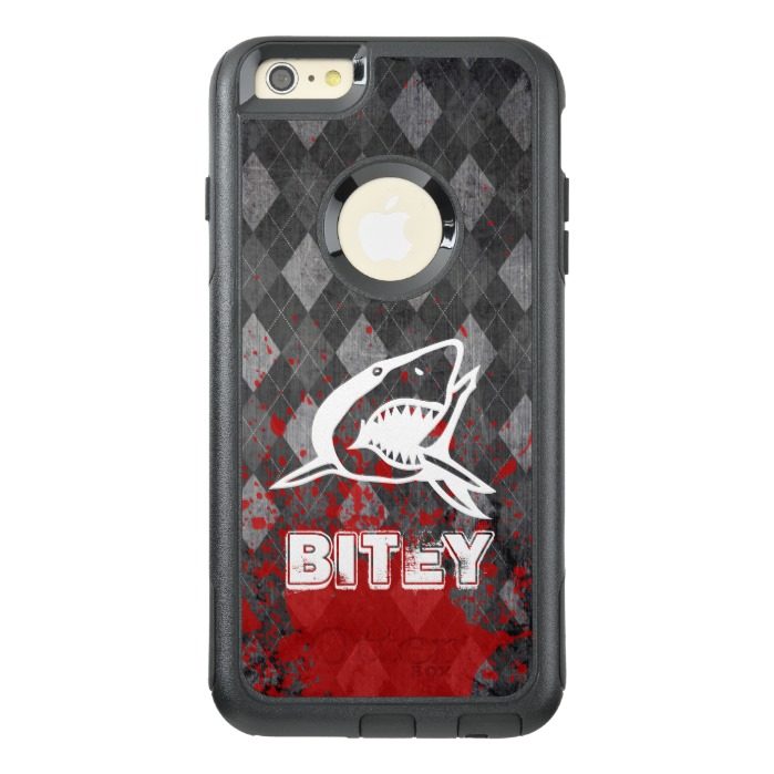 Shark Pictogram on Grungy Black Argyle OtterBox iPhone 6/6s Plus Case