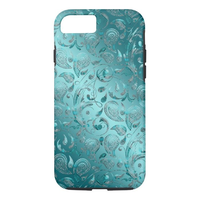 Shiny Paisley Turquoise iPhone 7 Case