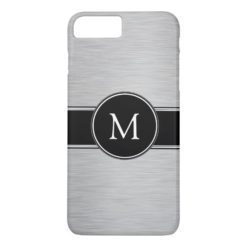 Silver Black White with Your Monogram iPhone 7 Plus Case