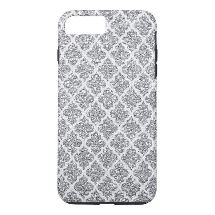 Silver Faux Glitter iPhone 7 tough Plus case