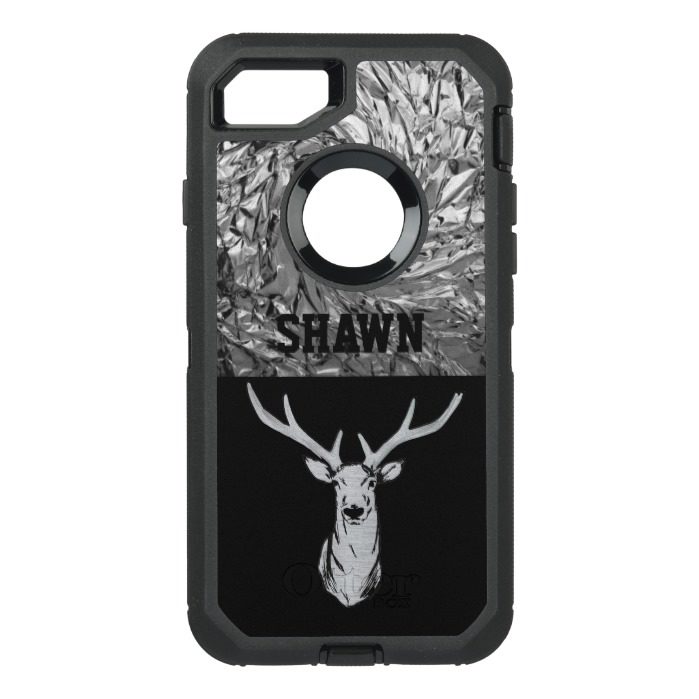 Silver Textured Stag Deer Hunting Phone OtterBox Defender iPhone 7 Case