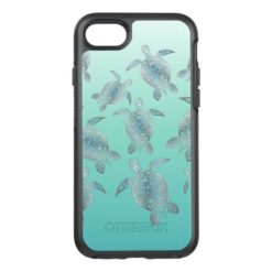Silver Turquoise Sea Turtles Pattern OtterBox Symmetry iPhone 7 Case