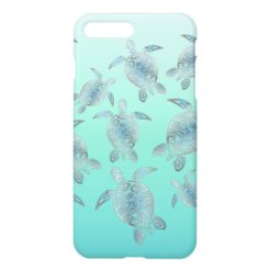 Silver Turquoise Sea Turtles Pattern iPhone 7 Plus Case