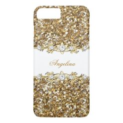 Silver White Gold Faux Diamond Jewel Glitter iPhone 7 Plus Case