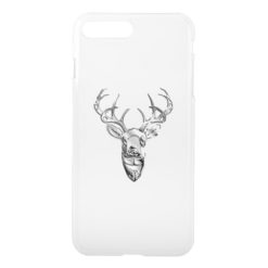 Silver Whitetail Deer on Carbon Fiber Style iPhone 7 Plus Case
