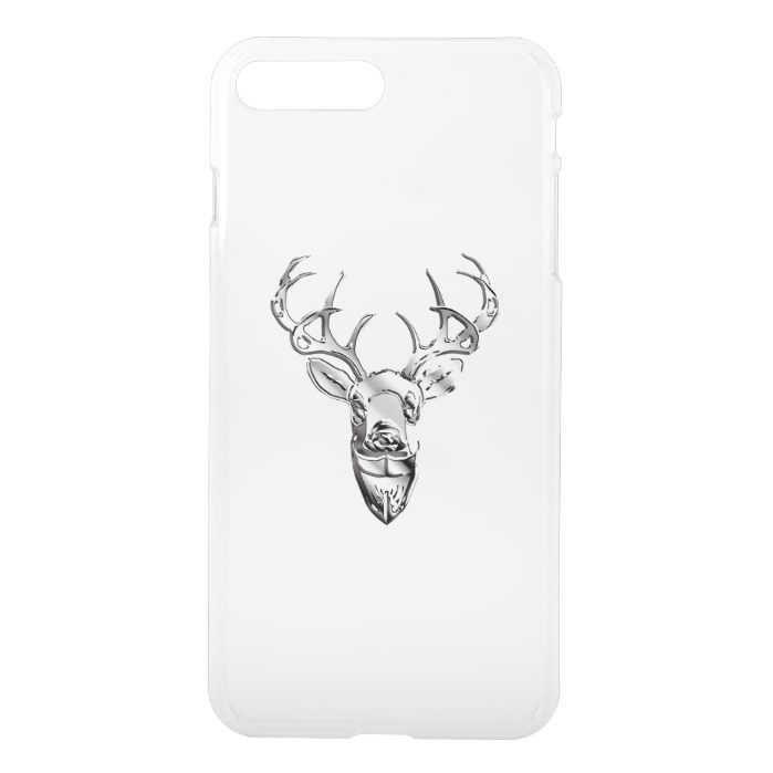 Silver Whitetail Deer on Carbon Fiber Style iPhone 7 Plus Case