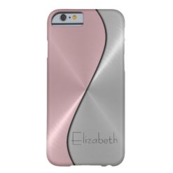Silver and Pink Stainless Steel Metal Barely There iPhone 6 Case
