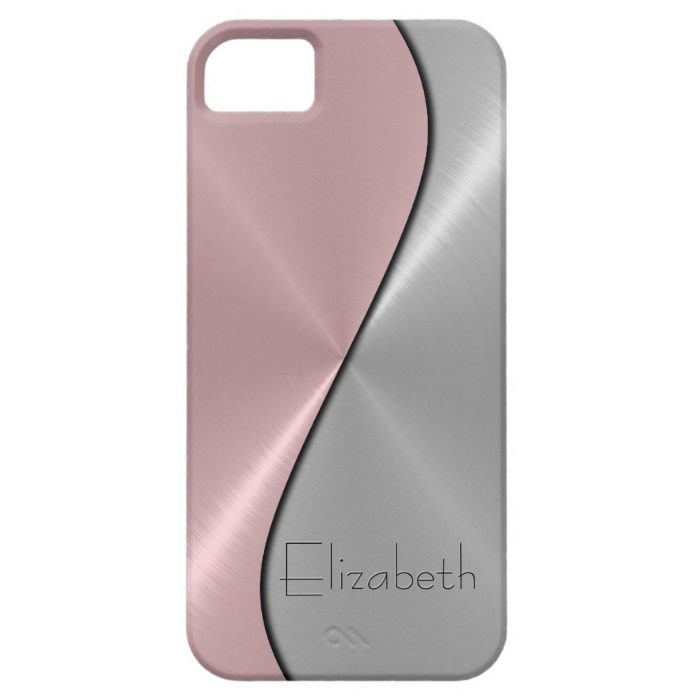 Silver and Pink Stainless Steel Metal iPhone SE/5/5s Case