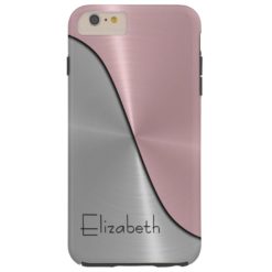 Silver and Pink Steel Metallic Tough iPhone 6 Plus Case