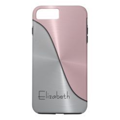 Silver and Pink Steel Metallic iPhone 7 Plus Case