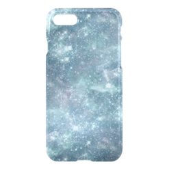 Silvery Teal Star Nebula Clear Transparent iPhone 7 Case
