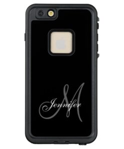 Simple Black Gray Your Monogram Your Name LifeProof? FR?? iPhone 6/6s Plus Case