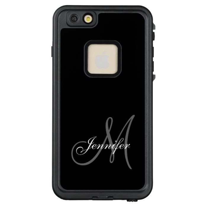 Simple Black Gray Your Monogram Your Name LifeProof? FR?? iPhone 6/6s Plus Case
