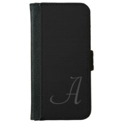 Simple Black with Gray Monogram Wallet Phone Case For iPhone 6/6s