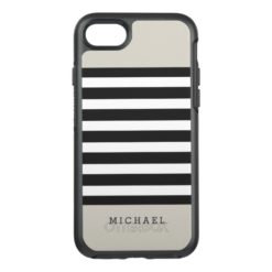 Simple Classy Linen Beige Black Grey Stripes OtterBox Symmetry iPhone 7 Case