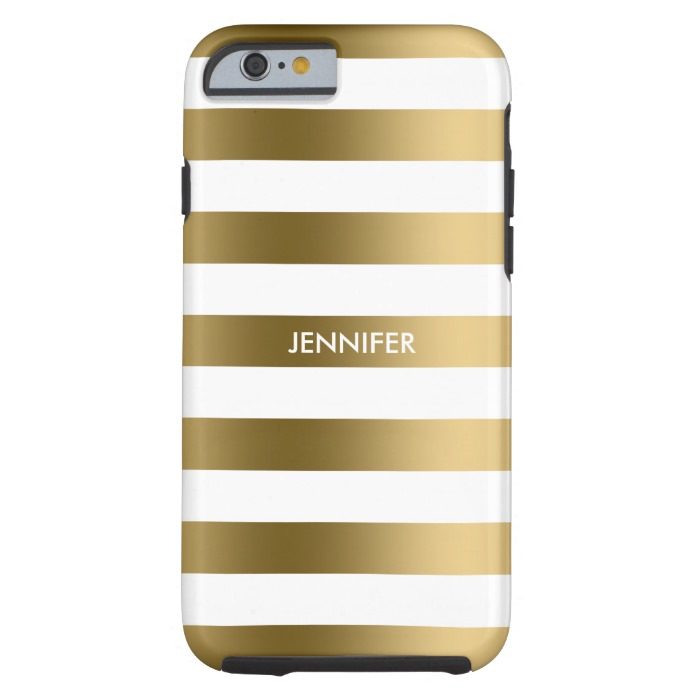 Simple Gold Stripes On White Background Tough iPhone 6 Case