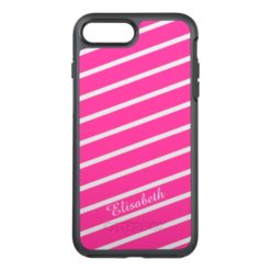 Simply Stripes pink + your backgr. & Name OtterBox Symmetry iPhone 7 Plus Case