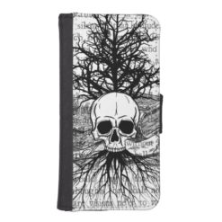 Skull & Books Wallet Phone Case For iPhone SE/5/5s