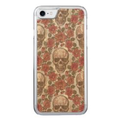 Skulls and Roses Carved iPhone 7 Case