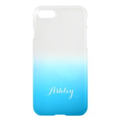 Sky Blue Gradient Ombre Watercolor Transparent iPhone 7 Case