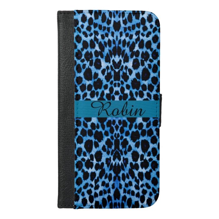 Smokey Blue Leopard Personalized Wallet Case