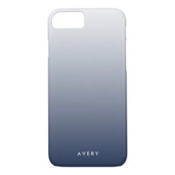 Smoky Navy & Gray Gradient Ombre Personalized iPhone 7 Case