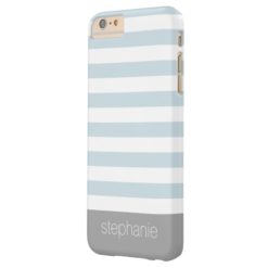 Soft Blue and White Striped Pattern Custom Name Barely There iPhone 6 Plus Case