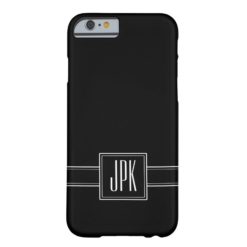 Solid Black with Triple Monogram Barely There iPhone 6 Case