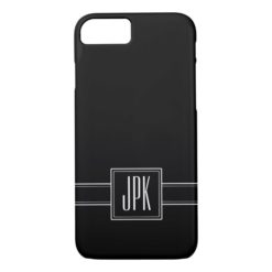 Solid Black with Triple Monogram iPhone 7 Case