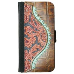 Southwest Embellishment on Leather Look Print Wallet Phone Case For iPhone 6/6s