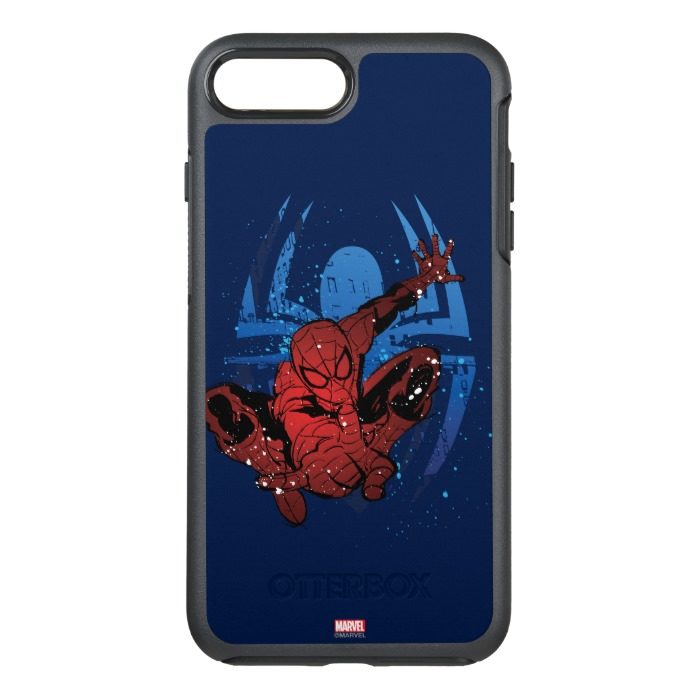Spider-Man Paint Splatter & Logo Graphic OtterBox Symmetry iPhone 7 Plus Case