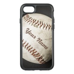 Sporty Vintage Baseball Phone With Your Name OtterBox Symmetry iPhone 7 Case