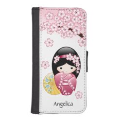 Spring Kokeshi Doll - Cute Japanese Geisha Girl iPhone SE/5/5s Wallet