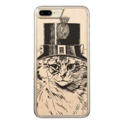 Steampunk Cat Kitty in a Top Hat Carved iPhone 7 Plus Case