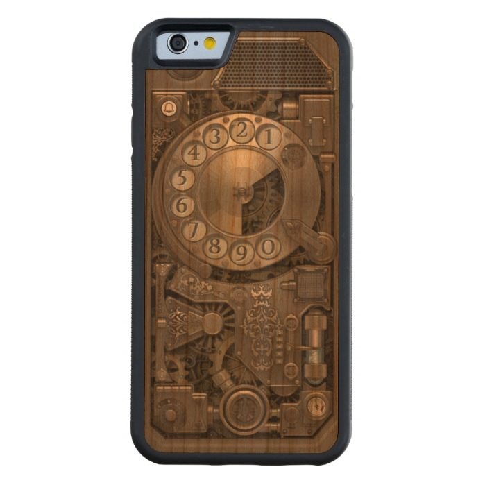 Steampunk Rotary Metal Dial Phone. Carved Cherry iPhone 6 Bumper Case