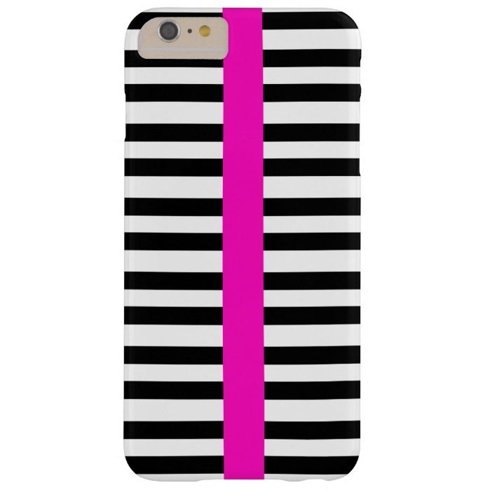 Stylish Black White Stripes Girly Hot Pink Stripe Barely There iPhone 6 Plus Case
